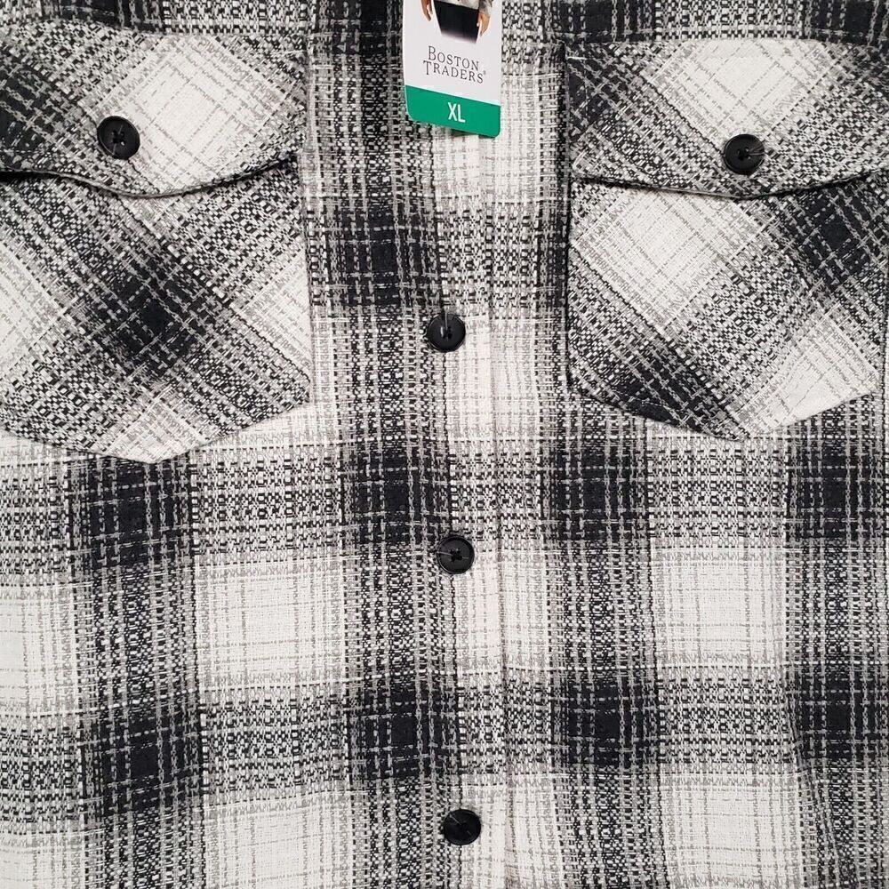 Boston Traders Shirt‎ Jacket Women's Size XL Plaid Gray Button Up NEW - Picture 4 of 11